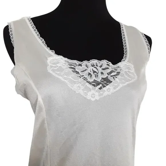 Vintage 90s Satin Slip Dress Cream Nightgown Lingerie Sleep Dress Coquette - Picture 2 of 5